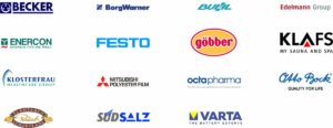Slenderiser Kundenprojekte zur SAP Logistik Die Logos von Firmen, welche mit Slenderiser zusammen bereits umgesetzt hat.