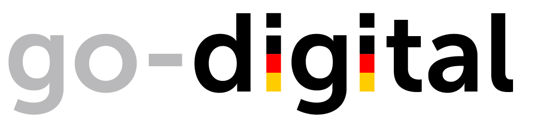 Das Logo des go-digital Föderprogramms zur Förderung der Prozessdigitalisierung von kleinen und mittleren Unternehmen der gewerblichen Wirtschaft und des Handwerks.