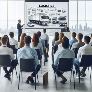 Eine Workshop Situation in der Logistik Grundlagen erklärt werden.
